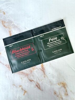 Caolion Blackhead Steam Pore Pack and Pore Minimizing Pack Duo Step 1 & 2
